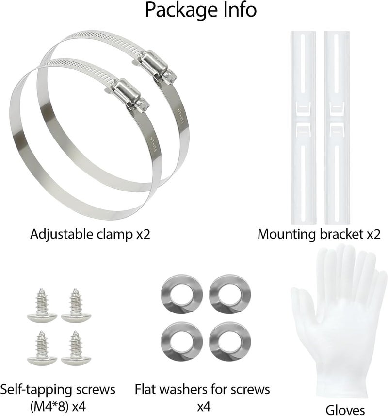 LeMotech Pole Mounting Kits, Stainless Steel 300mm Brackets with Adjustable 91-114mm Clamp for Outdoor Junction Box, Waterproof Plastic Electrical Enclosure (11.81" Lx1.93 W Bracket) - Image 5
